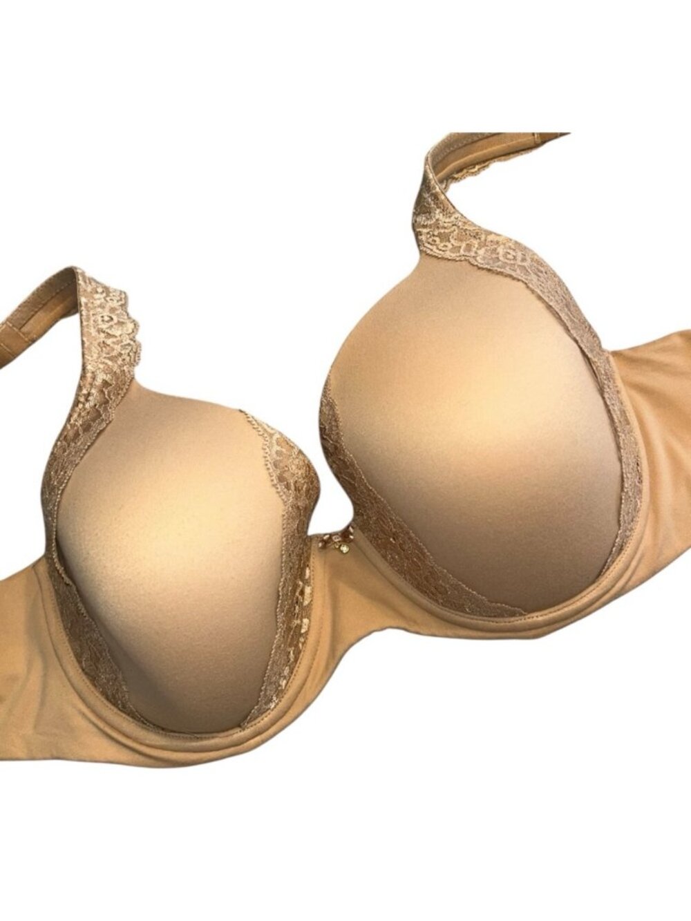 SOMA Bra Embraceable Full coverage Lace trim Floral Adjustable Tan 38DD/38E